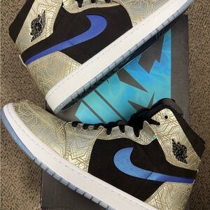 Jordan 1 High Zoom Air CMFT Gold Laser - Sneakers Black Blue Gold